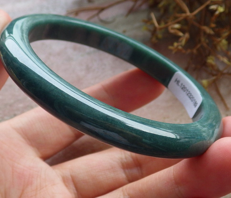 59mm Certified Hand Carved Green Natural Grade A JADE Jadeite Circle Bangle Bracelet