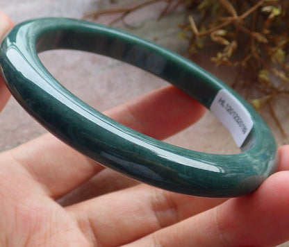 59mm Certified Hand Carved Green Natural Grade A JADE Jadeite Circle Bangle Bracelet