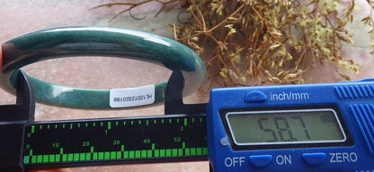 59mm Certified Hand Carved Green Natural Grade A JADE Jadeite Circle Bangle Bracelet