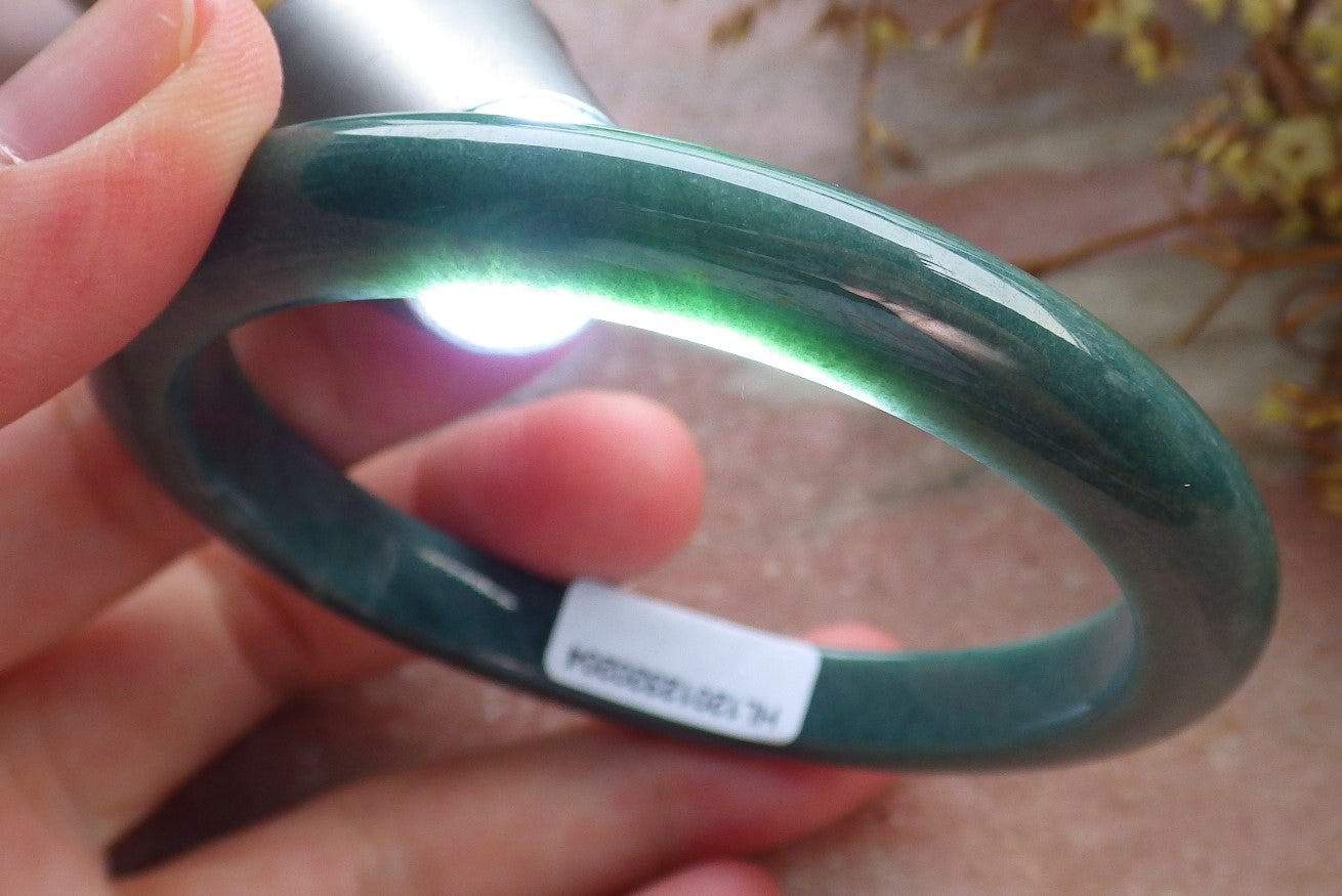 59mm Certified Hand Carved Green Natural Grade A JADE Jadeite Circle Bangle Bracelet
