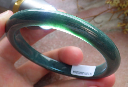 59mm Certified Hand Carved Green Natural Grade A JADE Jadeite Circle Bangle Bracelet