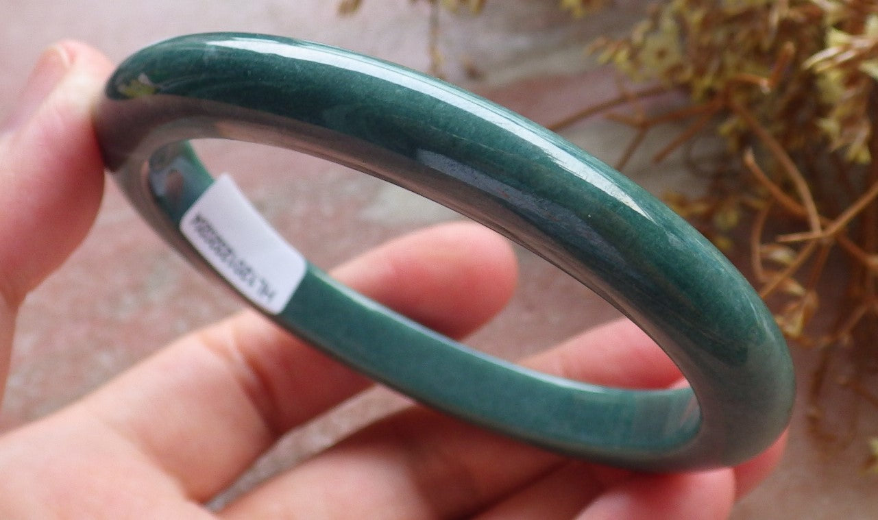 59mm Certified Hand Carved Green Natural Grade A JADE Jadeite Circle Bangle Bracelet