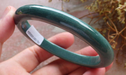 59mm Certified Hand Carved Green Natural Grade A JADE Jadeite Circle Bangle Bracelet