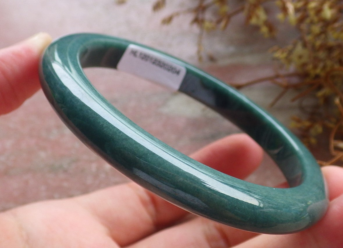 59mm Certified Hand Carved Green Natural Grade A JADE Jadeite Circle Bangle Bracelet