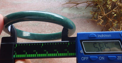 59mm Certified Hand Carved Green Natural Grade A JADE Jadeite Circle Bangle Bracelet