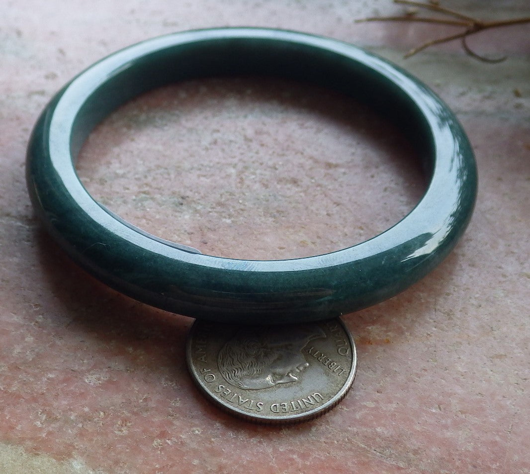 59mm Certified Hand Carved Green Natural Grade A JADE Jadeite Circle Bangle Bracelet