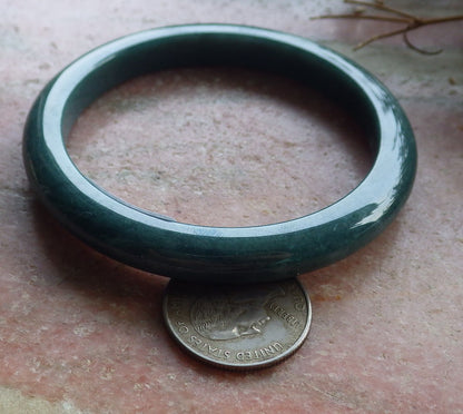 59mm Certified Hand Carved Green Natural Grade A JADE Jadeite Circle Bangle Bracelet