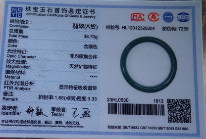 59mm Certified Hand Carved Green Natural Grade A JADE Jadeite Circle Bangle Bracelet