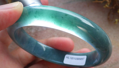 58mm Certified Hand Carved Green Natural A JADE Circle Jadeite Bracelet Bangle