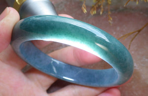 57mm Certified Hand Carved Green Natural Grade A JADE Jadeite Circle Bangle Bracelet
