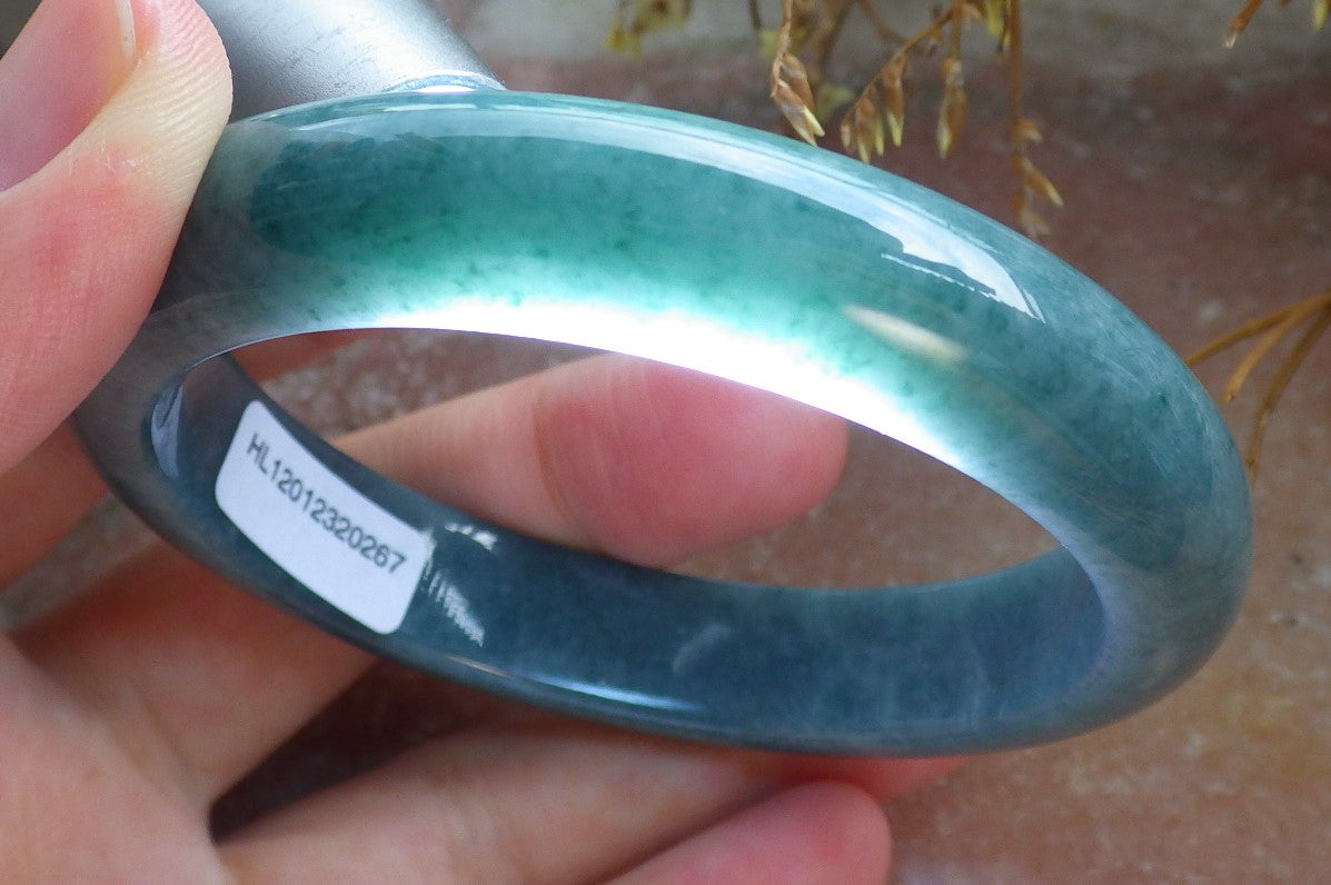 57mm Certified Hand Carved Green Natural Grade A JADE Jadeite Circle Bangle Bracelet