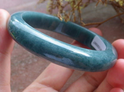 57mm Certified Hand Carved Green Natural Grade A JADE Jadeite Circle Bangle Bracelet