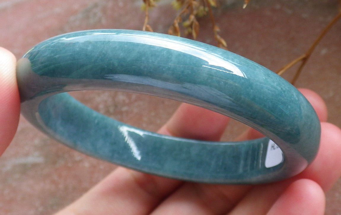 57mm Certified Hand Carved Green Natural Grade A JADE Jadeite Circle Bangle Bracelet