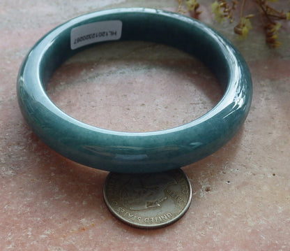 57mm Certified Hand Carved Green Natural Grade A JADE Jadeite Circle Bangle Bracelet