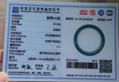 57mm Certified Hand Carved Green Natural Grade A JADE Jadeite Circle Bangle Bracelet