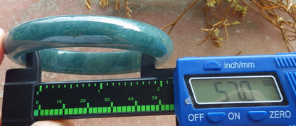 57mm Certified Hand Carved Green Natural Grade A Jade Jadeite Circle Bangle Bracelet