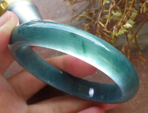 58mm Certified Hand Carved Green Natural A JADE Circle Jadeite Bangle Bracelet