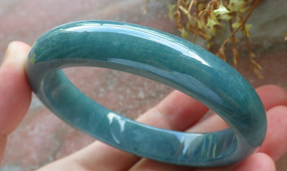 58mm Certified Hand Carved Green Natural A JADE Circle Jadeite Bangle Bracelet