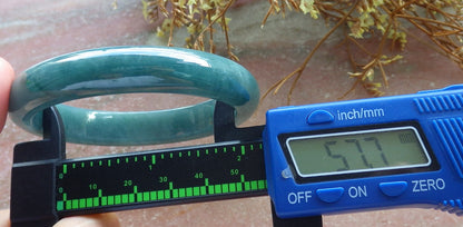 58mm Certified Hand Carved Green Natural A JADE Circle Jadeite Bangle Bracelet