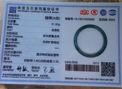 58mm Certified Hand Carved Green Natural A JADE Circle Jadeite Bangle Bracelet