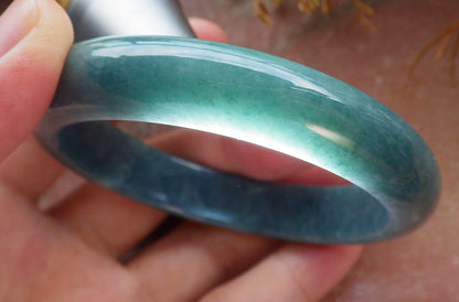 56mm Certified Hand Carved Green Natural Grade A JADE Jadeite Bangle Bracelet
