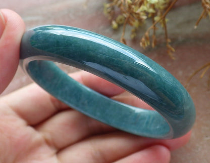 56mm Certified Hand Carved Green Natural Grade A JADE Jadeite Bangle Bracelet