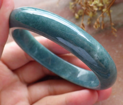 56mm Certified Hand Carved Green Natural Grade A JADE Jadeite Bangle Bracelet