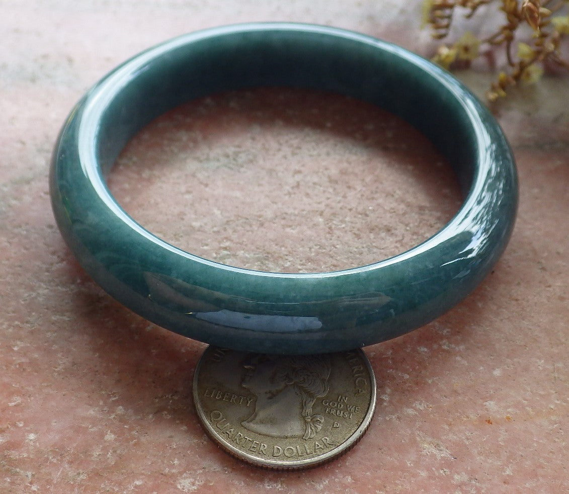 56mm Certified Hand Carved Green Natural Grade A JADE Jadeite Bangle Bracelet