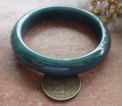 56mm Certified Hand Carved Green Natural Grade A JADE Jadeite Bangle Bracelet