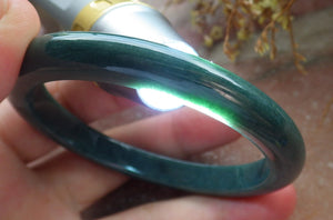 59mm Certified Hand Carved Green Natural A JADE Jadeite Circle Bangle Bracelet