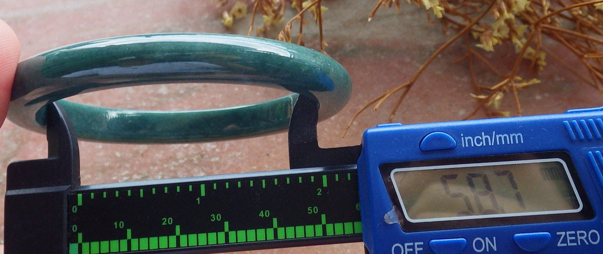59mm Certified Hand Carved Green Natural A JADE Jadeite Circle Bangle Bracelet