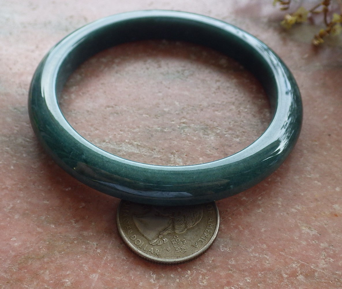 59mm Certified Hand Carved Green Natural A JADE Jadeite Circle Bangle Bracelet