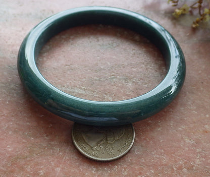 59mm Certified Hand Carved Green Natural A JADE Jadeite Circle Bangle Bracelet