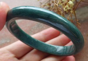 57mm Certified Hand Carved Green Natural Grade A Jade Jadeite Circle Bangle Bracelet