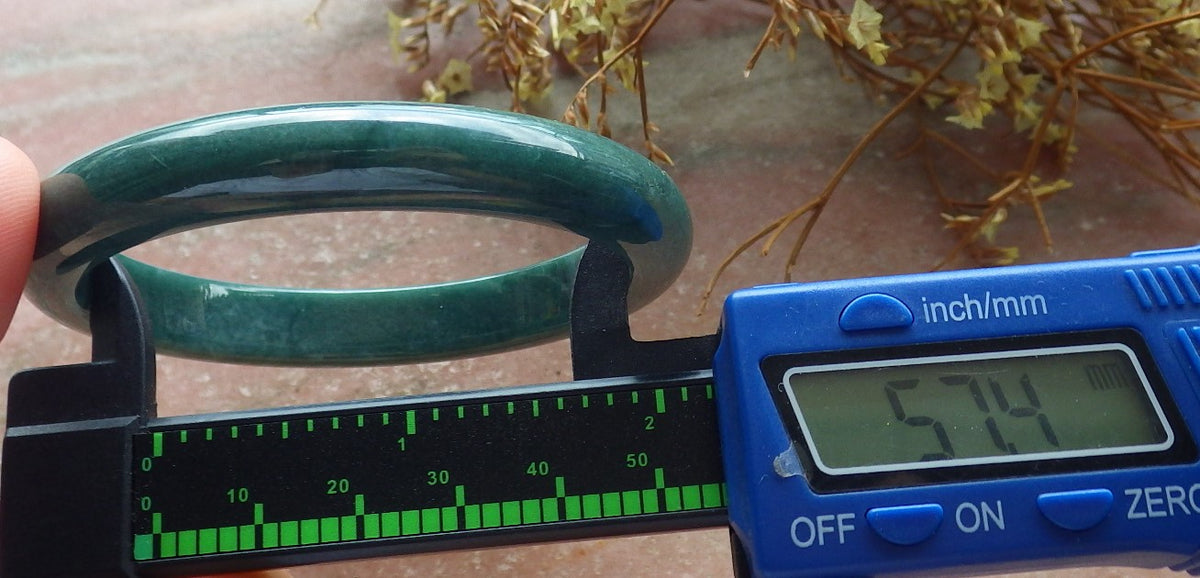 57mm Certified Hand Carved Green Natural Grade A Jade Jadeite Circle Bangle Bracelet
