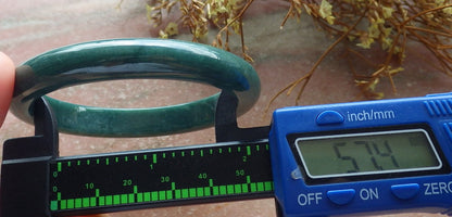 57mm Certified Hand Carved Green Natural Grade A Jade Jadeite Circle Bangle Bracelet