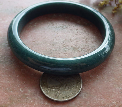 57mm Certified Hand Carved Green Natural Grade A Jade Jadeite Circle Bangle Bracelet