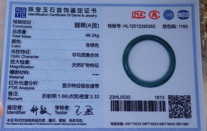 56mm Certified Hand Carved Green Natural A JADE Circle Jadeite Bangle Bracelet