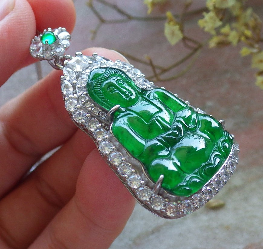 Certified Hand Carved Natural Myanmar Burma A Jade jadeite Pendant Necklace 3 item