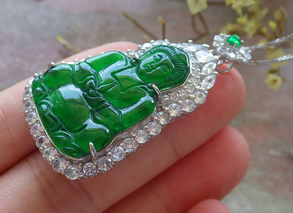Certified Hand Carved Natural Myanmar Burma A Jade jadeite Pendant Necklace 3 item