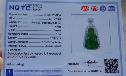 Certified Hand Carved Natural Myanmar Burma A Jade jadeite Pendant Necklace 3 item