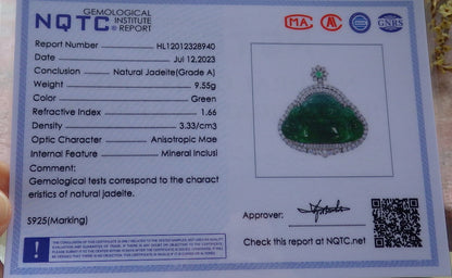 Certified Hand Carved Natural Myanmar Burma A JADE Round Circle Jadeite Bangle & Buddha Pendant