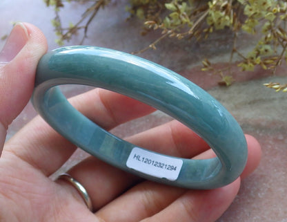 55mm Certified Hand Carved Green Natural A JADE Jadeite Circle Bangle Bracelet