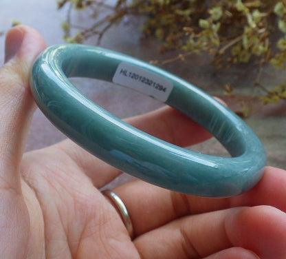 55mm Certified Hand Carved Green Natural A JADE Jadeite Circle Bangle Bracelet
