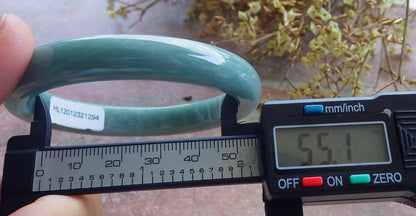 55mm Certified Hand Carved Green Natural A JADE Jadeite Circle Bangle Bracelet