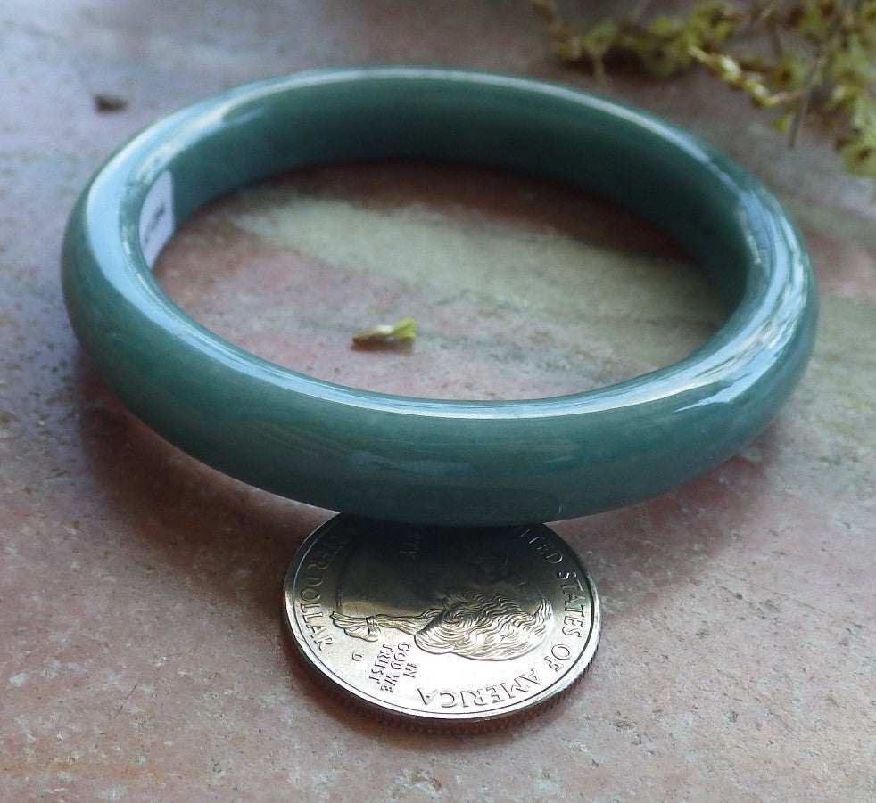 55mm Certified Hand Carved Green Natural A JADE Jadeite Circle Bangle Bracelet