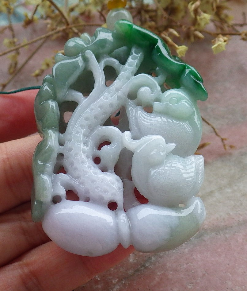 Certified Hand Carved Natural Green Myanmar Burma A Jade jadeite Pendant Necklace 14 Pcs