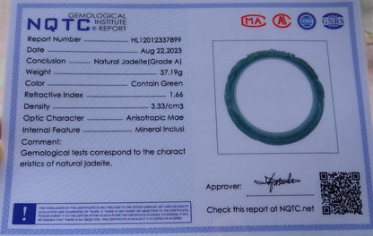 57mm Certified Hand Carved Green Natural A JADE Jadeite Phoenix Flower Circle Bangle Bracelet