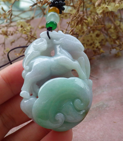 Certified Hand Carved Natural Green Myanmar Burma A Jade jadeite Pendant Necklace 14 Pcs