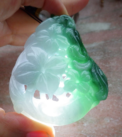 Certified Hand Carved Natural Myanmar Burma A Jade jadeite Pendant Necklace 3 item